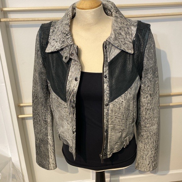 Francis Leon leather jacket grey and black size 1 - Picture 8 of 14